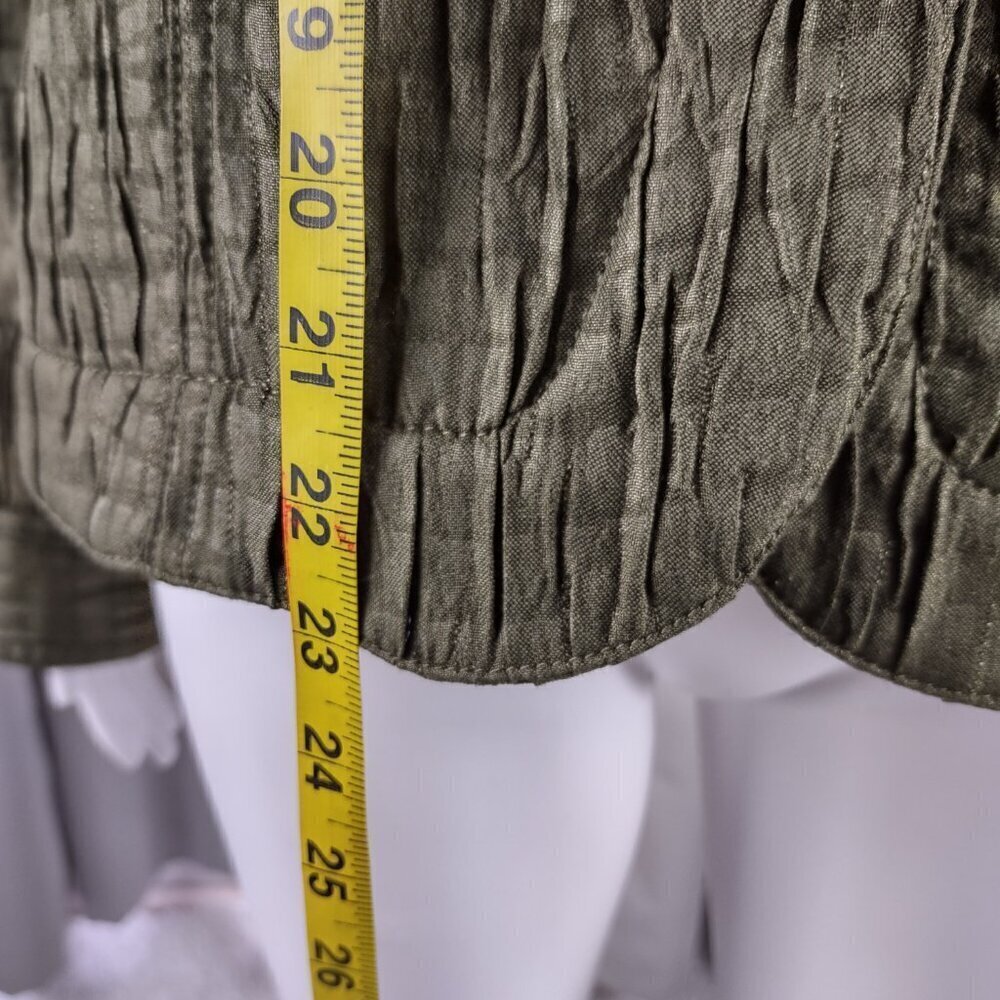 Ruby Rd. Women's Olive Green Crinkle Textured Lightweight Jacket - Size 12 - Picture 7 of 13